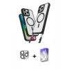 MARSİLYAN™- iPhone 16 Pro Max Kılıf Atlas Doku Koleksiyonu - Siyah Bilvis 5in1 3D Magic Cam Ekran Koruyucu + Pers Alüminyum Kamera Lens - GI