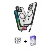 MARSİLYAN™- iPhone 16 Pro Max Kılıf Atlas Doku Koleksiyonu - Siyah Bilvis 5in1 3D Magic Cam Ekran Koruyucu + Pers Alüminyum Kamera Lens - GS