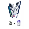 MARSİLYAN™- iPhone 16 Pro Max Kılıf Atlas Doku Koleksiyonu - Siyah Bilvis 5in1 3D Magic Cam Ekran Koruyucu + PVD Metal Kamera Lens - GS