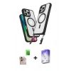 MARSİLYAN™- iPhone 16 Pro Max Kılıf Atlas Doku Koleksiyonu - Siyah Bilvis 5in1 3D Magic Cam Ekran Koruyucu + Raze Metal Kamera Lens - NLGY