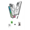 MARSİLYAN™- iPhone 16 Pro Max Kılıf Atlas Doku Koleksiyonu - Siyah Bilvis Hayalet Cam Ekran Koruyucu + Raze Metal Kamera Lens - BZ