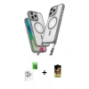 MARSİLYAN™- iPhone 16 Pro Max Kılıf Atlas Doku Koleksiyonu - Siyah Buffer Cam Ekran Koruyucu + Raze Metal Kamera Lens - BZ