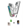 MARSİLYAN™- iPhone 16 Pro Max Kılıf Atlas Doku Koleksiyonu - Siyah Buffer Hayalet Cam Ekran Koruyucu + Raze Metal Kamera Lens - NLGY