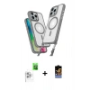 MARSİLYAN™- iPhone 16 Pro Max Kılıf Atlas Doku Koleksiyonu - Siyah Buffer Hayalet Cam Ekran Koruyucu + Raze Metal Kamera Lens - BZ