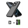 MARSİLYAN™- iPhone 16 Pro Max Kılıf Atlas Form - Şeffaf 360 Full Body Arka Koruyucu + PVD Metal Kamera Lens - GS