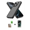 MARSİLYAN™- iPhone 16 Pro Max Kılıf Atlas Form - Siyah 360 Mat Full Body Arka Koruyucu + Çöl Titanyum Raze Metal Kamera Lens