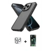 MARSİLYAN™- iPhone 16 Pro Max Kılıf Atlas Form - Siyah 360 Mat Full Body Arka Koruyucu + Gümüş Pers Alüminyum Kamera Lens