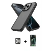 MARSİLYAN™- iPhone 16 Pro Max Kılıf Atlas Form - Siyah 360 Mat Full Body Arka Koruyucu + PVD Metal Kamera Lens - GS