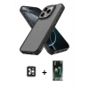 MARSİLYAN™- iPhone 16 Pro Max Kılıf Atlas Form - Siyah 360 Mat Full Body Arka Koruyucu + PVD Metal Kamera Lens - SH