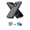 MARSİLYAN™- iPhone 16 Pro Max Kılıf Atlas Form - Siyah 3D Antistatik Cam Ekran Koruyucu + Pers Alüminyum Kamera Lens - GI