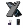 MARSİLYAN™- iPhone 16 Pro Max Kılıf Atlas Form - Siyah 3D Antistatik Hayalet Cam Ekran Koruyucu + Bilvis Titan Kamera Lens - GS
