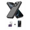 MARSİLYAN™- iPhone 16 Pro Max Kılıf Atlas Form - Siyah 3D Antistatik Hayalet Cam Ekran Koruyucu + Bilvis Titan Kamera Lens - SH