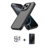 MARSİLYAN™- iPhone 16 Pro Max Kılıf Atlas Form - Siyah 3D Antistatik Hayalet Cam Ekran Koruyucu + Pers Alüminyum Kamera Lens - GS