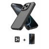 MARSİLYAN™- iPhone 16 Pro Max Kılıf Atlas Form - Siyah 3D Antistatik Hayalet Cam Ekran Koruyucu + PVD Metal Kamera Lens - SH