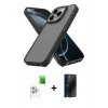 MARSİLYAN™- iPhone 16 Pro Max Kılıf Atlas Form - Siyah 3D Antistatik Hayalet Cam Ekran Koruyucu + Raze Metal Kamera Lens - BZ