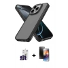 MARSİLYAN™- iPhone 16 Pro Max Kılıf Atlas Form - Siyah 3D Antistatik Mat Seramik Nano Ekran Koruyucu + Bilvis Titan Kamera Lens - TMGI