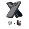 MARSİLYAN™- iPhone 16 Pro Max Kılıf Atlas Form - Siyah 3D Antistatik Mat Seramik Nano Ekran Koruyucu + Pers Alüminyum Kamera Lens - GS