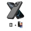 MARSİLYAN™- iPhone 16 Pro Max Kılıf Atlas Form - Siyah 3D Antistatik Mat Seramik Nano Ekran Koruyucu + PVD Metal Kamera Lens - GS