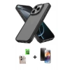 MARSİLYAN™- iPhone 16 Pro Max Kılıf Atlas Form - Siyah 3D Antistatik Mat Seramik Nano Ekran Koruyucu + Raze Metal Kamera Lens - NLGY
