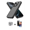 MARSİLYAN™- iPhone 16 Pro Max Kılıf Atlas Form - Siyah 3D Antistatik Mat Seramik Nano Ekran Koruyucu + Pers Alüminyum Kamera Lens - GI