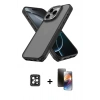 MARSİLYAN™- iPhone 16 Pro Max Kılıf Atlas Form - Siyah 3D Antistatik Mat Seramik Nano Ekran Koruyucu + PVD Metal Kamera Lens - SH