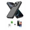 MARSİLYAN™- iPhone 16 Pro Max Kılıf Atlas Form - Siyah 3D Antistatik Mat Seramik Nano Ekran Koruyucu + Raze Metal Kamera Lens - BZ