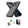 MARSİLYAN™- iPhone 16 Pro Max Kılıf Atlas Form - Siyah 3D Antistatik Mat Seramik Nano Ekran Koruyucu + Raze Metal Kamera Lens - CLTM