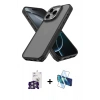 MARSİLYAN™- iPhone 16 Pro Max Kılıf Atlas Form - Siyah 3D Antistatik Seramik Nano Ekran Koruyucu + Bilvis Titan Kamera Lens - GS