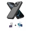 MARSİLYAN™- iPhone 16 Pro Max Kılıf Atlas Form - Siyah 3D Antistatik Seramik Nano Ekran Koruyucu + Titanyum Gri Bilvis Titan Kamera Lens
