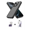 MARSİLYAN™- iPhone 16 Pro Max Kılıf Atlas Form - Siyah Bilvis 3X AR Hayalet Cam Ekran Koruyucu + Bilvis Titan Kamera Lens - TMGI