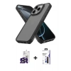 MARSİLYAN™- iPhone 16 Pro Max Kılıf Atlas Form - Siyah Bilvis 3X AR Hayalet Cam Ekran Koruyucu + Bilvis Titan Kamera Lens - SH