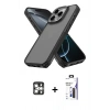 MARSİLYAN™- iPhone 16 Pro Max Kılıf Atlas Form - Siyah Bilvis 3X AR Hayalet Cam Ekran Koruyucu + PVD Metal Kamera Lens - GS
