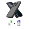 MARSİLYAN™- iPhone 16 Pro Max Kılıf Atlas Form - Siyah Bilvis 5in1 3D Magic Cam Ekran Koruyucu + Beyaz Raze Metal Kamera Lens