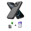 MARSİLYAN™- iPhone 16 Pro Max Kılıf Atlas Form - Siyah Bilvis 5in1 3D Magic Cam Ekran Koruyucu + Raze Metal Kamera Lens - SH