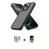 MARSİLYAN™- iPhone 16 Pro Max Kılıf Atlas Form - Siyah Buffer Cam Ekran Koruyucu + Pers Alüminyum Kamera Lens - GS