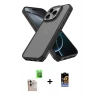 MARSİLYAN™- iPhone 16 Pro Max Kılıf Atlas Form - Siyah Buffer Hayalet Cam Ekran Koruyucu + Natural Grey Raze Metal Kamera Lens
