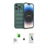 MARSİLYAN™- iPhone 16 Pro Max Kılıf Atlas Koleksiyonu - Şeffaf Pasifik Cam Ekran Koruyucu + Raze Metal Kamera Lens - BZ