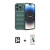 MARSİLYAN™- iPhone 16 Pro Max Kılıf Atlas Koleksiyonu - Şeffaf Pasifik Cam Ekran Koruyucu + Gümüş PVD Metal Kamera Lens