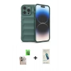 MARSİLYAN™- iPhone 16 Pro Max Kılıf Atlas Koleksiyonu - Şeffaf Pasifik Cam Ekran Koruyucu + Raze Metal Kamera Lens - NLGY