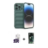 MARSİLYAN™- iPhone 16 Pro Max Kılıf Atlas Koleksiyonu - Siyah 360 Mat Full Body Arka Koruyucu + Bilvis Titan Kamera Lens - GS
