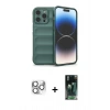 MARSİLYAN™- iPhone 16 Pro Max Kılıf Atlas Koleksiyonu - Siyah 360 Mat Full Body Arka Koruyucu + Pers Alüminyum Kamera Lens - GS