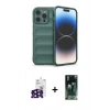 MARSİLYAN™- iPhone 16 Pro Max Kılıf Atlas Koleksiyonu - Siyah 360 Mat Full Body Arka Koruyucu + Bilvis Titan Kamera Lens - SH