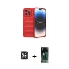 MARSİLYAN™- iPhone 16 Pro Max Kılıf Atlas Koleksiyonu - Siyah 360 Mat Full Body Arka Koruyucu + PVD Metal Kamera Lens - SH
