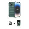 MARSİLYAN™- iPhone 16 Pro Max Kılıf Atlas Koleksiyonu - Siyah 360 Mat Full Body Arka Koruyucu + PVD Metal Kamera Lens - SH