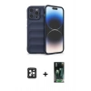 MARSİLYAN™- iPhone 16 Pro Max Kılıf Atlas Koleksiyonu - Siyah 360 Mat Full Body Arka Koruyucu + PVD Metal Kamera Lens - SH