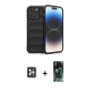 MARSİLYAN™- iPhone 16 Pro Max Kılıf Atlas Koleksiyonu - Siyah 360 Mat Full Body Arka Koruyucu + PVD Metal Kamera Lens - SH