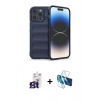 MARSİLYAN™- iPhone 16 Pro Max Kılıf Atlas Koleksiyonu - Siyah 3D Antistatik Cam Ekran Koruyucu + Bilvis Titan Kamera Lens - TMGI