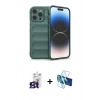 MARSİLYAN™- iPhone 16 Pro Max Kılıf Atlas Koleksiyonu - Siyah 3D Antistatik Cam Ekran Koruyucu + Bilvis Titan Kamera Lens - TMGI