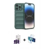 MARSİLYAN™- iPhone 16 Pro Max Kılıf Atlas Koleksiyonu - Siyah 3D Antistatik Cam Ekran Koruyucu + Bilvis Titan Kamera Lens - SH