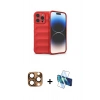 MARSİLYAN™- iPhone 16 Pro Max Kılıf Atlas Koleksiyonu - Siyah 3D Antistatik Cam Ekran Koruyucu + Pers Alüminyum Kamera Lens - CLTM